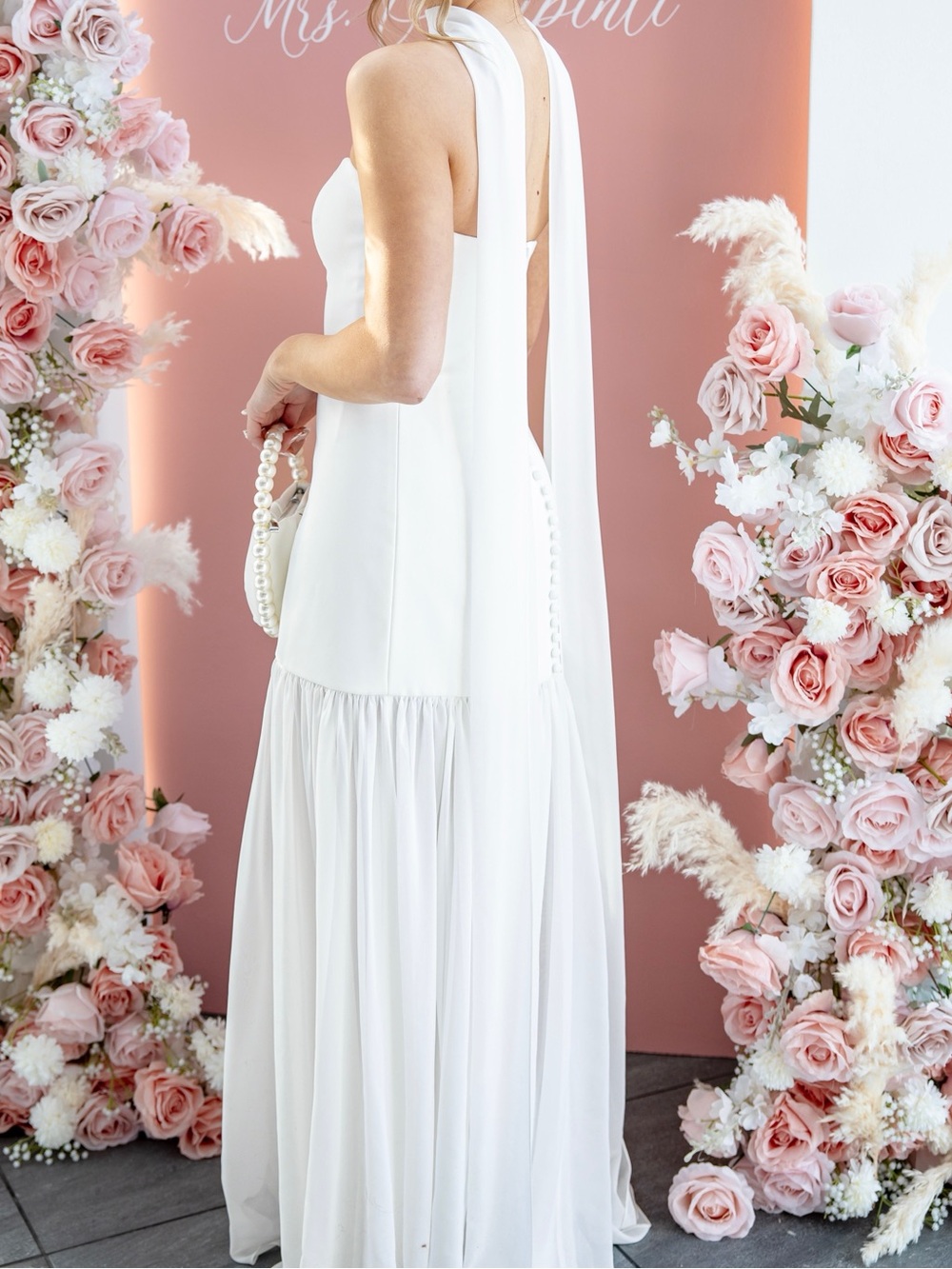 Jenny Yoo Strapless White Chiffon Panel Gown - Picture 2 of 3